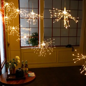 150/180/240 LED Fejerverkų String Žibintai Varinės Vielos Starburst Pasakų Girliandą Žibintai 8 Režimai baterijomis, Kalėdų Žiburiai