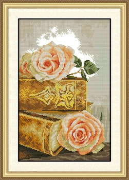 Biblija ir rožės kryželiu rinkinys 14ct 11ct prieš antspaudu drobė siuvinėjimui 