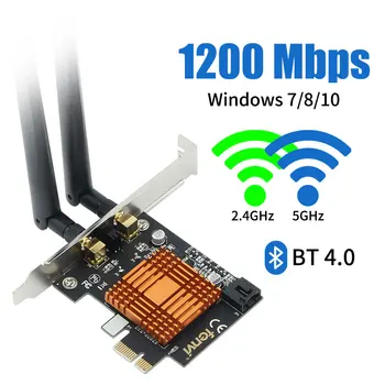Dvigubos Juostos 1200Mbps Wireless Intel 802.11 ac Desktop PCI Express 1X Wlan Wi-fi PCIe Adapteris Wi-Fi + Bluetooth 4.0 Tinklo 2.4 G/5G