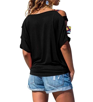 Flamenko Šokių Cartoon Moteris Šokėja Siluetas Spausdinti Tee marškinėliai Moterims Viršų trumpomis Rankovėmis Moteriška Seksualus Tuščiaviduriai Iš Peties marškinėliai