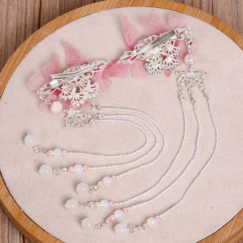 FORSEVEN Senovės Kinų Vestuvių Tradicinių Ilgai Kutas Imituojamas Perlai plaukų segtukai Įrašus Headpieces Nuotaka Vestuvių Plaukų Papuošalai