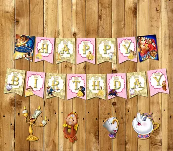 Grožio ir Žvėrys Reklama Baby Shower Gimtadienio Dekoracijos Vaikams Atveju Šalis Tiekia Šalies Saldainiai Baras Princesė Reklama