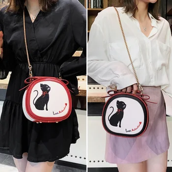 Mados Moterų krepšys, rankinė, Siuvinėjimo moterų pečių maišą cute kačių aukštos kokybės PU Odos crossbody krepšiai moterų 2021 grandinės