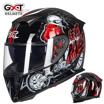 Originali GXT pilno veido šalmų žiemos šiltas dvigubas skydelis motociklo šalmas Casco Motociklą capacete