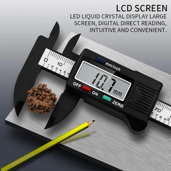 0-100/150mm LCD Skaitmeninių Elektroninių Anglies Pluošto Vernier Suportas Kompasas 6 colių pločio Vėžės Staliuko Valdovas Suportai Matavimo Įrankis