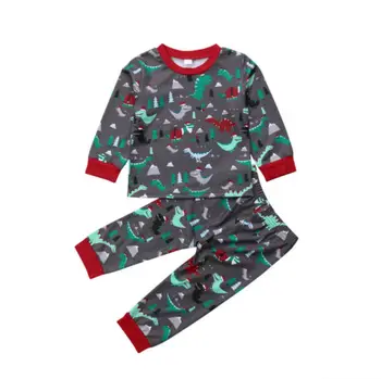 1-6Y Bamblys Vaikas, Kūdikis, Mergaitė, Berniukas Medvilnės Kalėdų Dinozaurų ilgomis Rankovėmis Viršūnes, T-marškinėliai, Ilgos Kelnės Legging Apranga, vaikiški Drabužiai Pižama