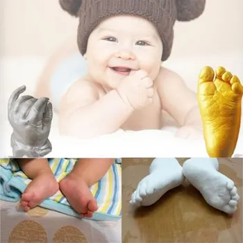 1 Nustatykite Karšto Pardavimo 3D Gipso Handprints Pėdsakus Kūdikis, Ranka & Snukio Liejimo Mini Rinkinys Dovanų Aukso