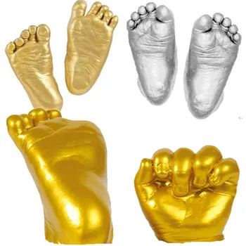 1 Nustatykite Karšto Pardavimo 3D Gipso Handprints Pėdsakus Kūdikis, Ranka & Snukio Liejimo Mini Rinkinys Dovanų Aukso
