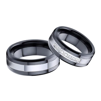 1 Pora Užsakymą kietas juodas sidabro spalvos nukirptas moterų Pora, vestuviniai žiedai, vyriški papuošalai Mylėtojas Aljanso santuokos piršto žiedą