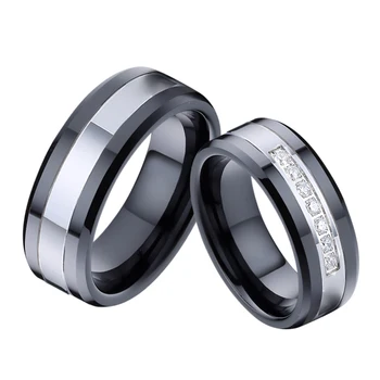 1 Pora Užsakymą kietas juodas sidabro spalvos nukirptas moterų Pora, vestuviniai žiedai, vyriški papuošalai Mylėtojas Aljanso santuokos piršto žiedą