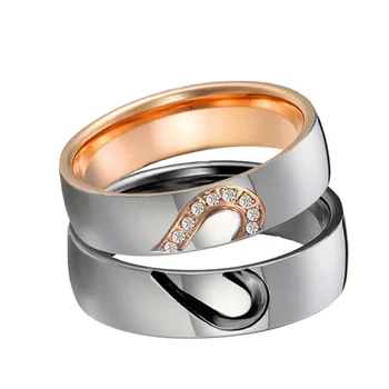 1 pora Užsakymą kubinis cirkonis širdies porą vestuvinių žiedų rinkinys vyrams ir moterims black rose Aljanso pasiūlymą santuokos piršto žiedą