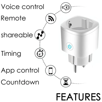1 Vnt 16A ES Smart Plug WiFi Lizdą Laiko Funkcija Tuya Smart Gyvenimo APP Kontrolės Darbai Su Alexa 