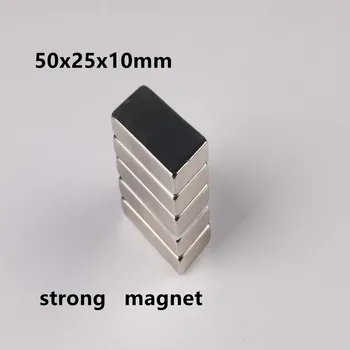 1 vnt magnetas druska Kvadratinių Blokų, stačiakampio gretasienio Magnetas Galingas Retųjų Žemių Neodimio N52 50x25x10mmMagnets, Garsiakalbis Varikliai Mayitr