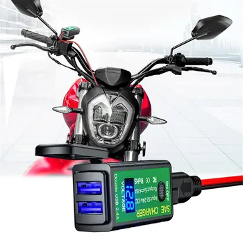 1 Vnt Vandeniui Motociklo USB Įkroviklis Voltmeter už Moto Varikliu Motociklą, Motorolerį 12V 24V SAE Lizdo Mobiliojo Telefono C TIPO Prievadas