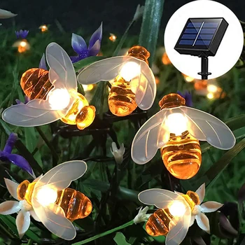 100 LED Saulės String Žibintai Šilta Šviesa Bičių Formos Sodo Dekoro Vandeniui Kūrybos Medis Haning Šviesos Lauko Pasakų Šviesos