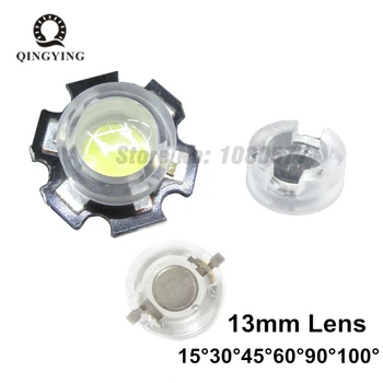 100vnt 13mm mini LED Objektyvas 1W 3W 5W 15 30 45 60 90 100 Laipsnių Nereikia Turėtojas IR VAIZDO Optiniai LED PCB Išgaubti Lęšiai