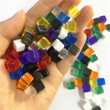 100vnt/set 10 spalvų, Skaidrios Pilka Aikštės Kampe Spalvinga Kristalų Kubeliai Šachmatų Gabalas stačiu Kampu Sietą Cube Puzzle Žaidimas, 8mm