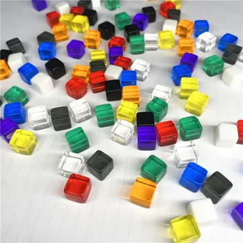 100vnt/set 10 spalvų, Skaidrios Pilka Aikštės Kampe Spalvinga Kristalų Kubeliai Šachmatų Gabalas stačiu Kampu Sietą Cube Puzzle Žaidimas, 8mm