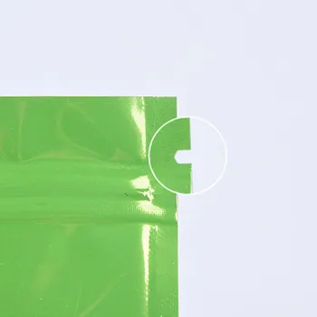 100vnt Sklandžiai Žalia Uždaroma Mylar Folija Zip-Lock Pakavimo Maišą Maisto produktų Laikymo Aliuminio Folija Užtrauktukas Pakavimo Maišelis Mažmeninė Pakuotė Maišelis