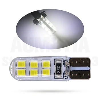 100x Silicio Šviesus T10 W5W LED 194 W5W 2835led 12SMD Stovėjimo Auto Pleišto Patvirtinimo Lempos Licencijos Lemputės