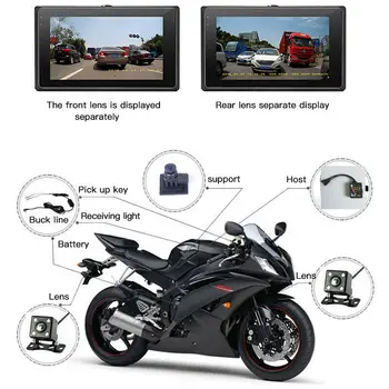 1080P HD Motociklo Kamera, DVR 3 Colių Variklis Brūkšnys Cam su Specialiųjų Dvejopą Priekiniai Galiniai Diktofonas Motociklų Elektronikos