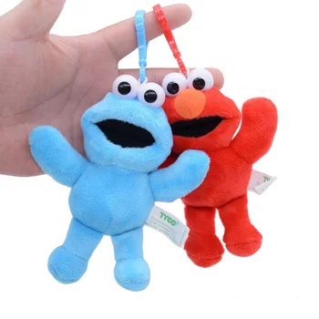 10cm Sesame Street Elmo Cookie Monster Pliušinis Žaislas Animacinių filmų Minkštas Iškamšos Lėlės Pakabukas Keychain Pliušiniai Žaislai Vaikams Dovanų