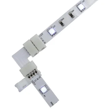 10vnt 8mm 10mm 4PIN LED Juostelės Jungtis, L T + Formą Solderless Kampas Jungtys 5050 2835 RGB LED Šviesos Juostelės