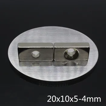 10vnt neodimio magnetas 20 x 10 x 5 mm, skylė 4 mm Mažas Kvadratas N35 NdFeB Super Stiprus stipria Retų Žemės magnetų 20*10*5