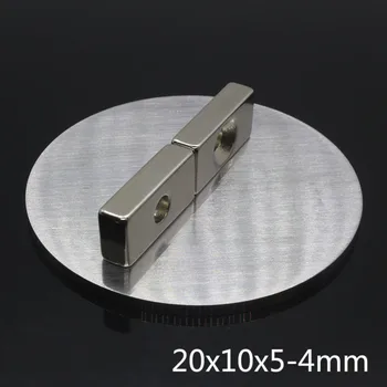 10vnt neodimio magnetas 20 x 10 x 5 mm, skylė 4 mm Mažas Kvadratas N35 NdFeB Super Stiprus stipria Retų Žemės magnetų 20*10*5
