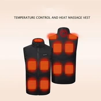 11 Zonos masažas šildomos Kailis fizioterapija 3 iešmų šildymo liemenės USB įkrovimo šildymo vest Žiemą Šiltas Rankovių Vėjo Viršūnės
