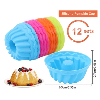 12Pcs/Set Silikono Tortas Pelėsių Taurės Torto Formą Bakeware Slapukas Blynai Cupcake Sausainių Formavimo Priemonė, Kepimo Apdaila, Virtuvė, Mini