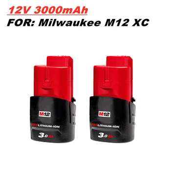 12V 3000mAh, Li-ion daugkartinio Įkrovimo Baterija pakeisti Milwaukee M12 XC Belaidžius Įrankiai 3000mAh 12v baterija 48-11-2401