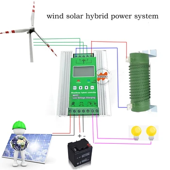 1400W MPPT Vėjo Solar Hybrid Padidinti Mokestį Valdiklis 12V/24V 600W 800W vėjo turbinų generatorius +400W 600W saulės kolektorių sistemos