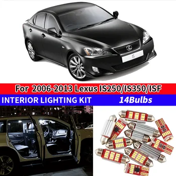 14pcs Balta Lemputė LED Automobilių Šviesos Interjero Rinkinys 2006-2013 m. Lexus IS250/IS350/ISF Žemėlapis Dome Kamieno Daiktadėžė Lempos