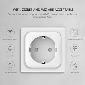 16A WiFi Smart Plug ES Adapteris Belaidis Nuotolinio Valdymo Balsu Energijos Lizdo, Lizdas Alexa 