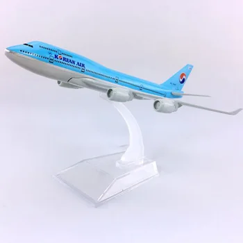 16CM 1:400 Boeing B747-400 Modelio Oro korėjos Lėktuvas su Netauriųjų Lydinių Orlaivių Plokštumos Kolekcines Ekranas Žaislų Kolekcijos Modelis