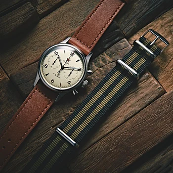 1963 Safyras Chronograph Watch Vyrų Pilotas Žuvėdra Judėjimo st1901 Aviatorius Mechaninė Karinės Šviesos Laikrodžiai Mens 2020 m.