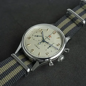1963 Safyras Chronograph Watch Vyrų Pilotas Žuvėdra Judėjimo st1901 Aviatorius Mechaninė Karinės Šviesos Laikrodžiai Mens 2020 m.