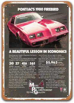 1980 m. Pontiac Firebird Alavo Metalo Ženklus, Senovinius Automobilius, Sisoso Stendai Plakatas Garažas Vyras Urvas Retro Sienų Dekoras 8x12 colių