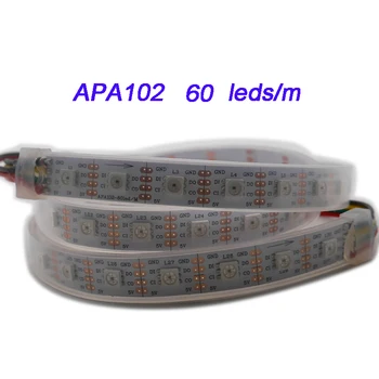 1m/3m/5m APA102 Smart led pikselių juostelės 30/60/144 led/taškų/m,IP30/IP65/IP67 DUOMENŲ ir LAIKRODIS atskirai DC5V