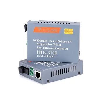 1pair HTB-3100AB 10/100M Base-TX Ethernet Optinio Pluošto Media Converter Vieną Singlemode Pluošto Konverteris 25 km SC 10/100M