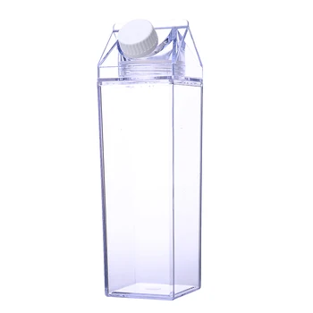 1pc Aišku, 500ml Pieno Butelis Plastikinių Pieno Dėžutės Formos Vandens Butelis atsparumą Karščiui, netoksiškas Daugkartinio naudojimo Nešiojamų Kelionės Gerti