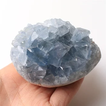 1Pc Gamtos Mėlyna Celestite Kristalų Druzy Grupių Dangus Mėlynas Geode Mineralinių Pavyzdį Iš Madagaskaro
