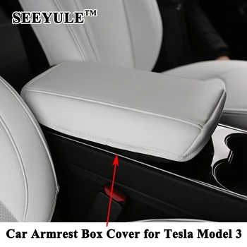 1pc SEEYULE Stiliaus Deluxe Automobilio Sėdynėje Langelį Padengti Oda Padas Apdailos Pagalvėlė Raštas Automobilių Reikmenys Tesla Modelis 3