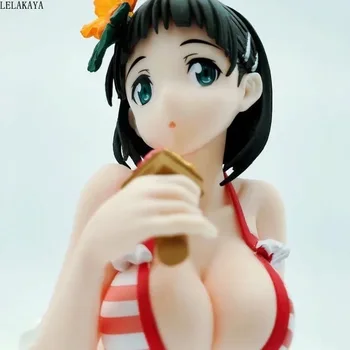 1PCS Japonų Anime Kardas Meno Internete EXQ Seksualių Merginų Leafa Kirigaya Suguha maudymosi kostiumėlį Ver. 1/7 PVC Veiksmų skaičius, modelis Žaislas, lėlė Naujas