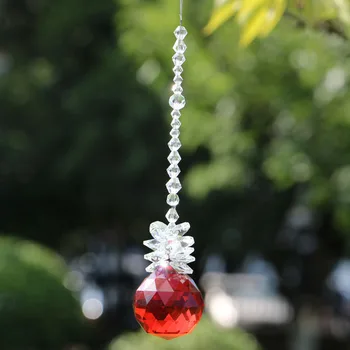 1PCS Red Crystal Ball Vaivorykštė Suncatcher Feng Shui Prizmės Švytuoklės Pakabukas Kabo Langų Dekoro