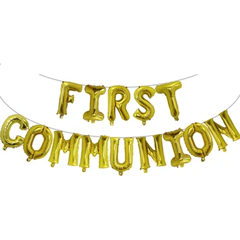1set Pirma Komunija Aukso Balionai Starta Reklama Religinių 1-Patvirtinimas Krikšto Sienų Apdailai Foto Rekvizitai Ballon