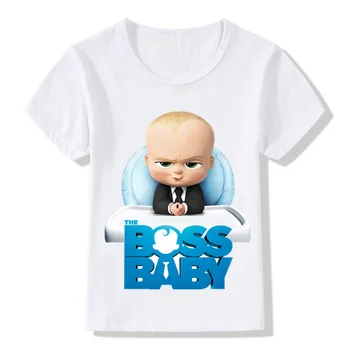 2-14 Metų Vaikai, Bosas Kūdikių Spausdinti Juokinga T shirt Baby Girls Cartoon Trumpas Rankovės Vasaros Viršūnes Vaikams Drabužių