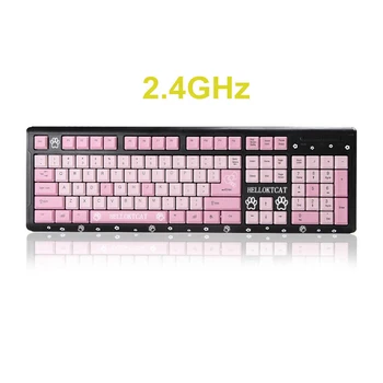 2.4 GHz, Belaidis nešiojamas klaviatūra desktop kompiuteris slim animacinių filmų mielas rožinis belaidžio KT katė klaviatūros Mergina