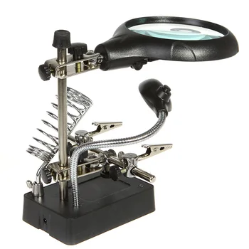 2.5/7.5/10X LED Stalinis didinamasis stiklas Loupe mikroskopu didinamasis stiklas su Šviesą stalinis didinamasis stiklas žibinto trečiosios rankos su Maitinimo Adapteris